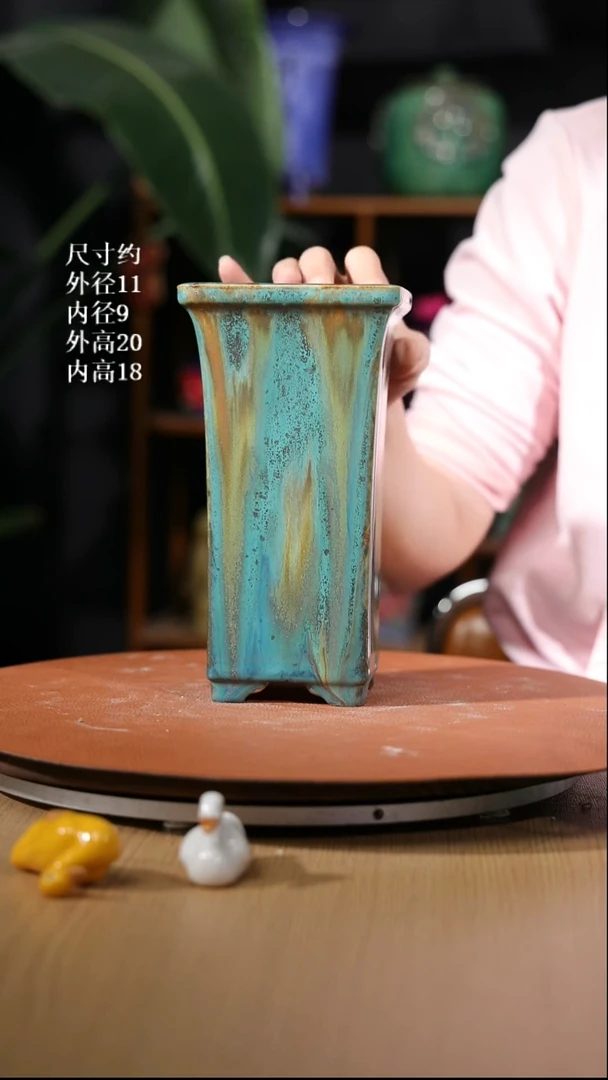 【石湾花盆】8寸宽口悬崖盆439