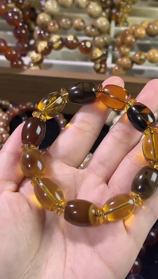 琥珀颈饰未镶嵌净水高配桶珠手串12mm