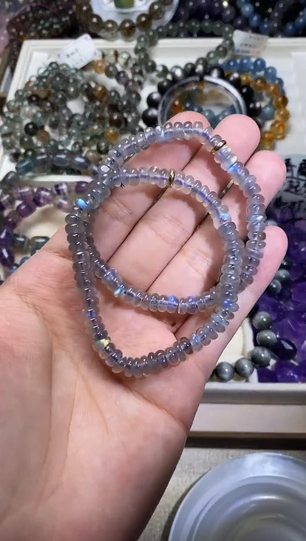 未镶嵌手串水晶灰月光算盘