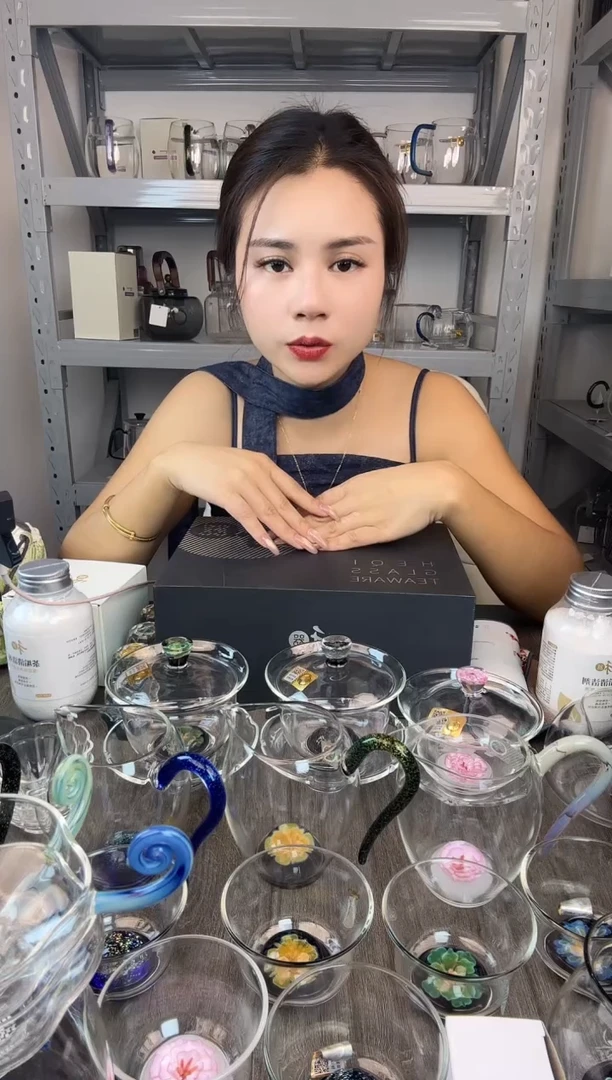 水晶玻璃无盖款禾器 金鱼茶漏