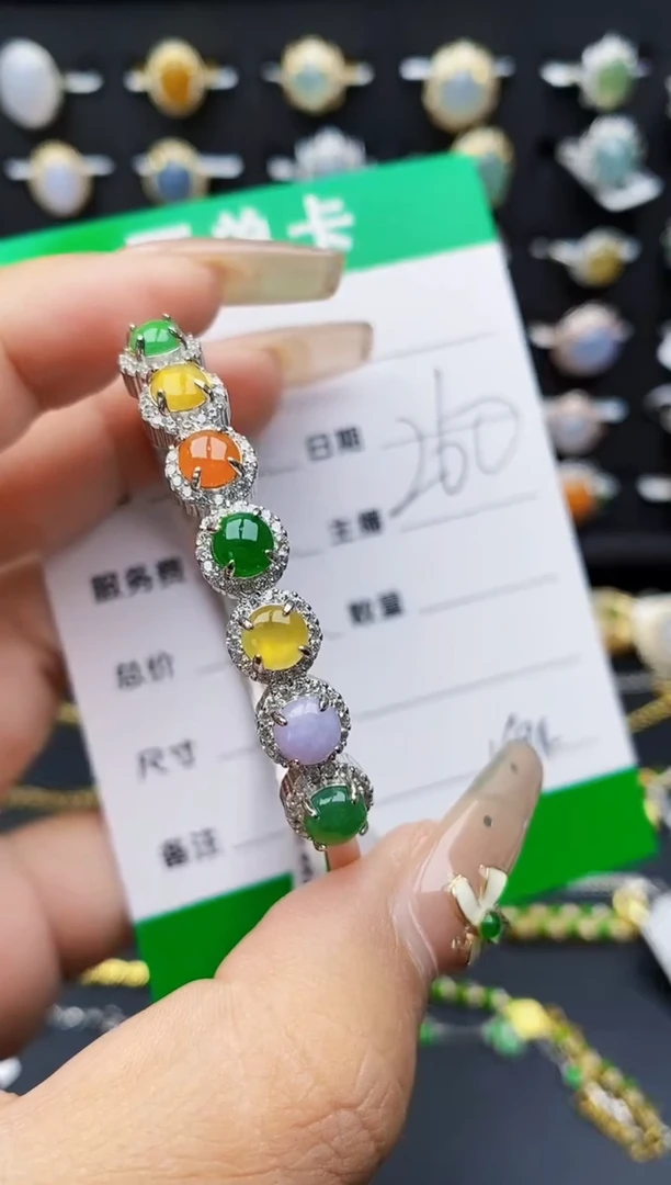 翡翠戒指银S925镶嵌1684
