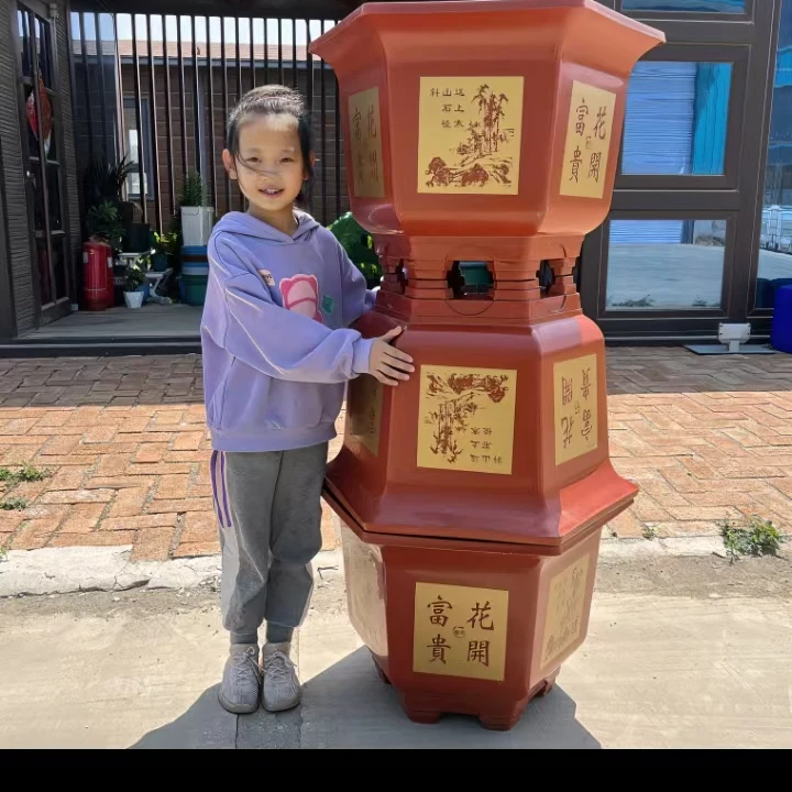 55cm 口径六角花盆加厚仿陶瓷大花盆盆景花盆树脂花盆