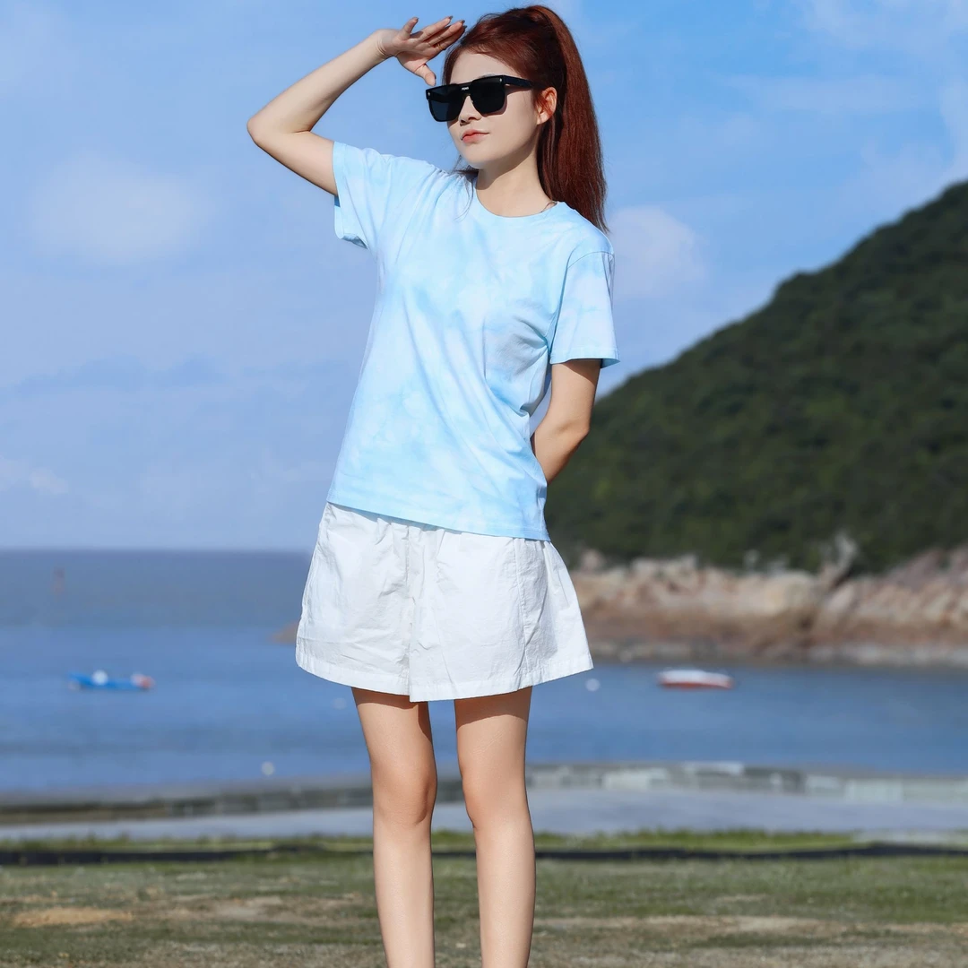 2025夏季男女同款纯棉T恤纯手工扎染衣服新疆棉舒适透气百搭短袖