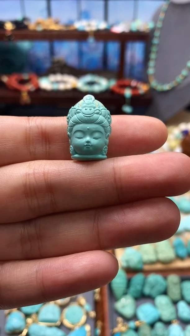 未镶嵌绿松石挂件精品观音