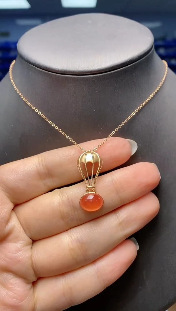 【闪购商品】菱锰矿（红纹石）颈饰18K金镶嵌   G04541