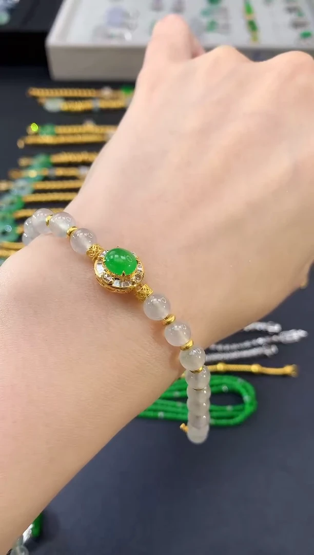 足金镶嵌手链翡翠含k金|23800