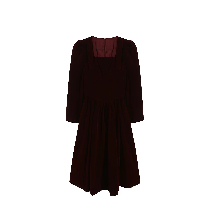 【闭店清仓】复古法式小黑裙显瘦气质黑色连衣裙礼服秋冬ZL39965