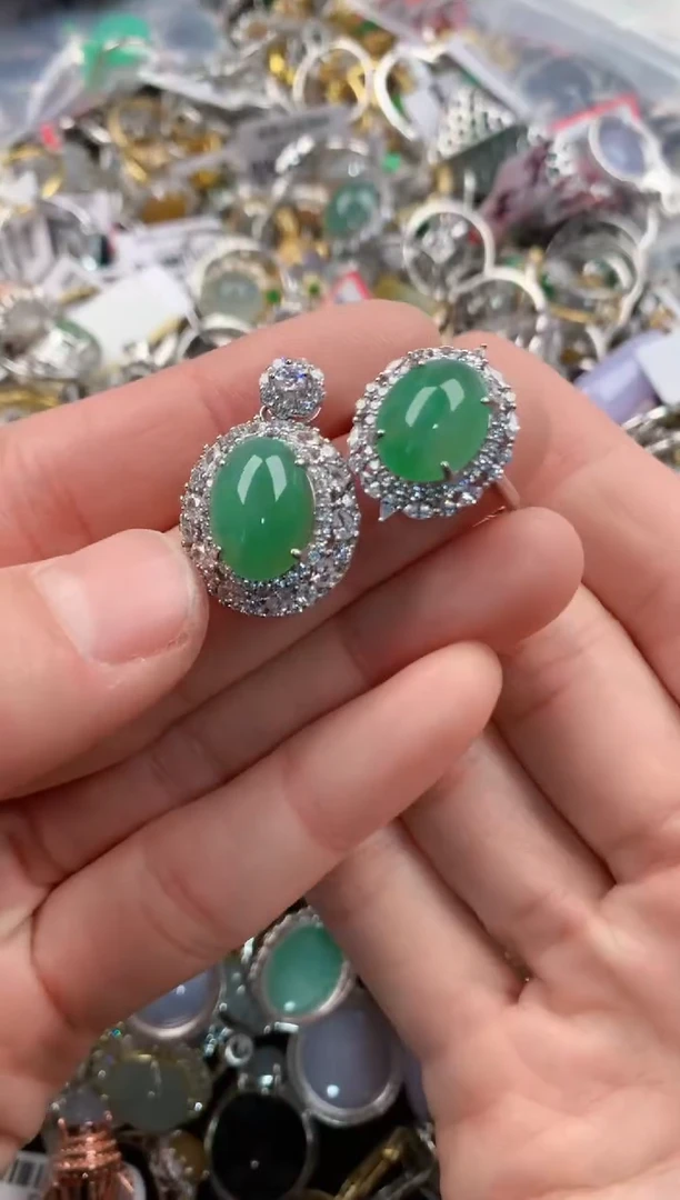 银S925镶嵌戒指翡翠111   8