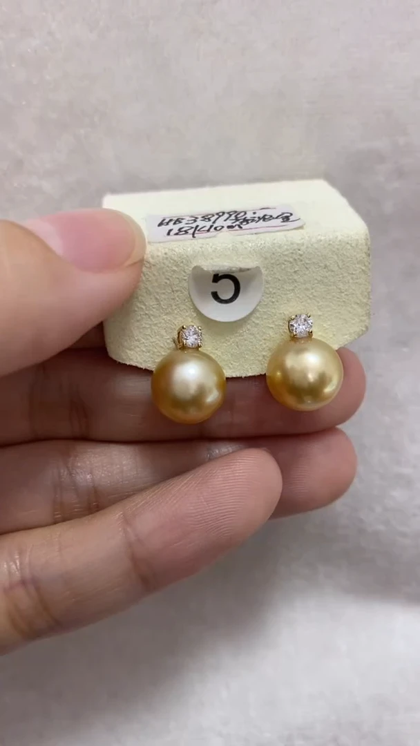 【闪购商品】海水珍珠耳饰18K金镶嵌金珠