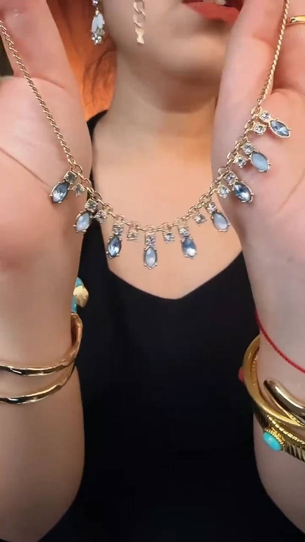 合金无合金无孤品不折腾系列蓝色亮晶晶项链