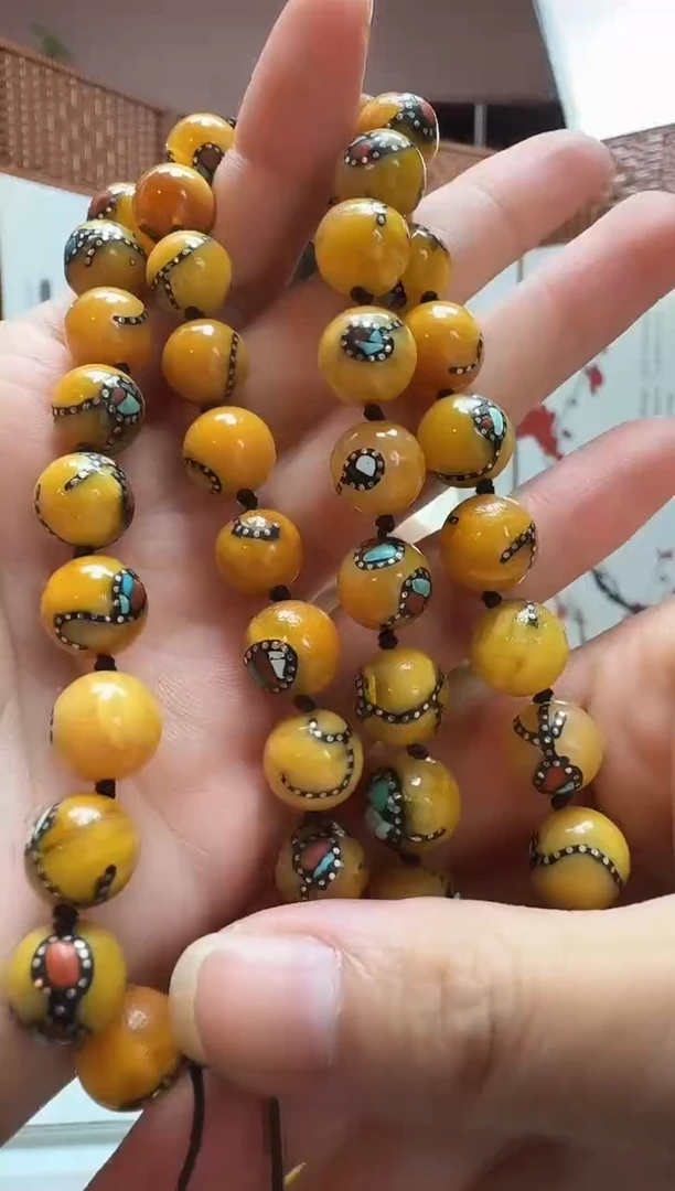 蜜蜡颈饰未镶嵌1332天然蜜蜡珠宝奇石全都保真