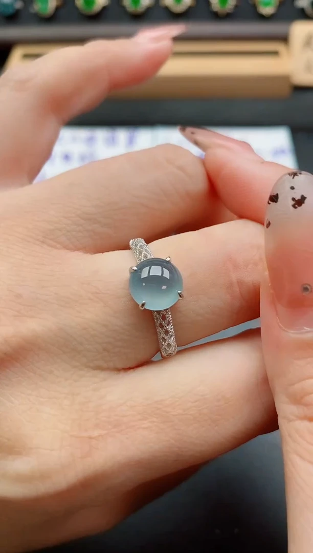 银S925镶嵌戒指翡翠1