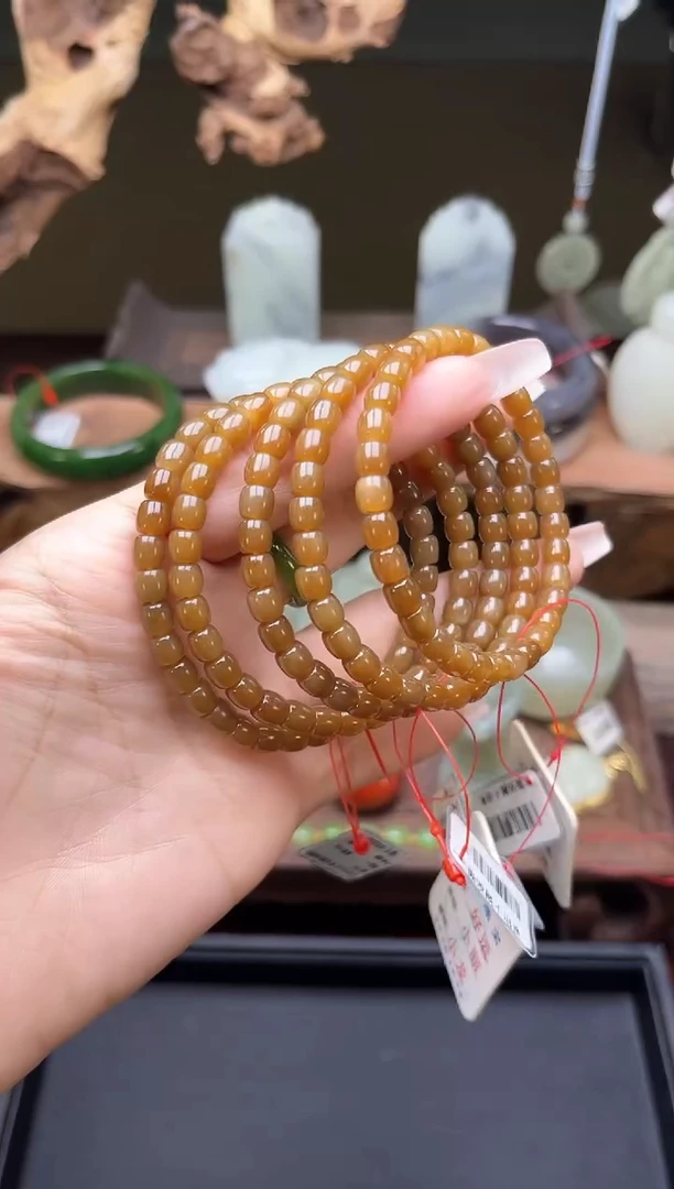 【闪购商品】和田玉手串未镶嵌且末金山糖卡6极限弧 多样性发一