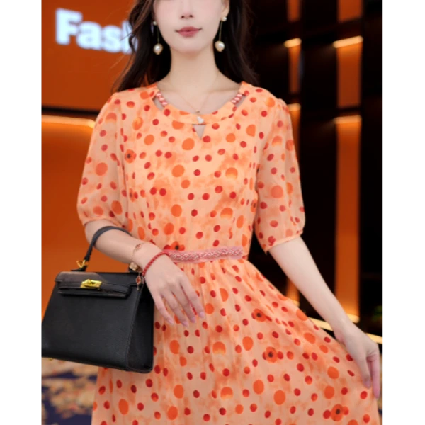 LYQ251033有腰带大口袋夏季新款时尚显瘦气质中长款连衣裙