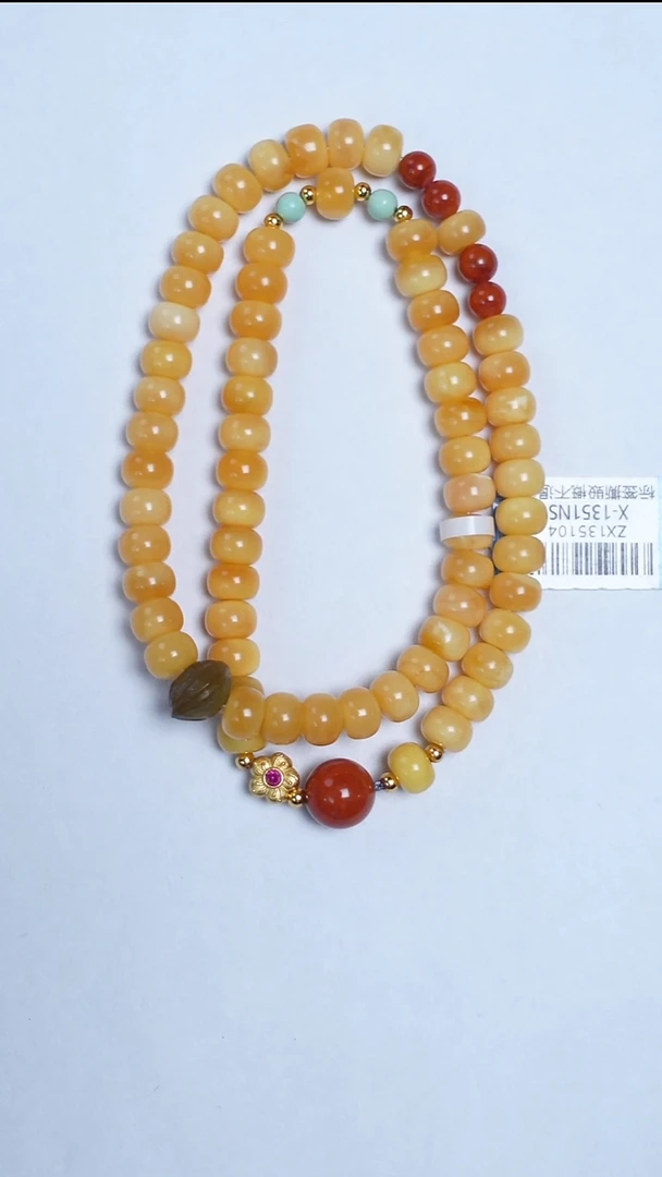 手链蜜蜡未镶嵌花蜡老型南红双圈7mm