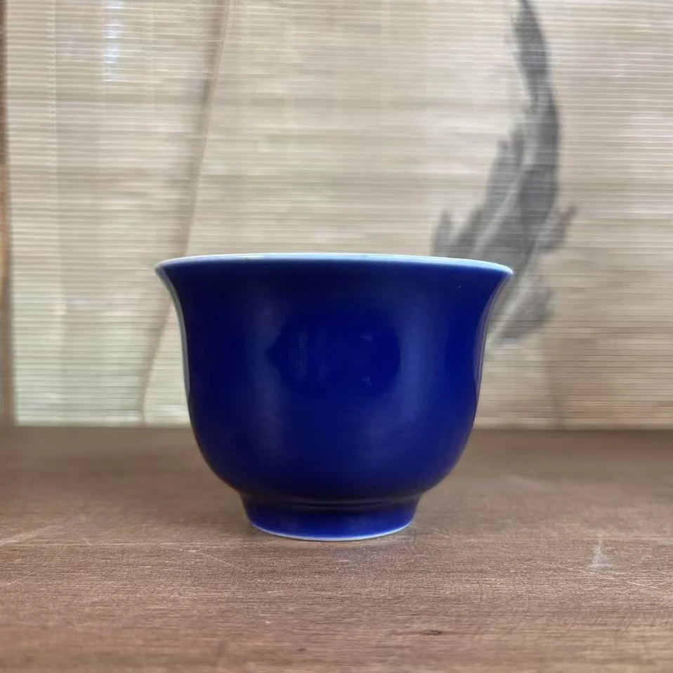 单色釉霁蓝柴窑撇口杯子（配礼盒）