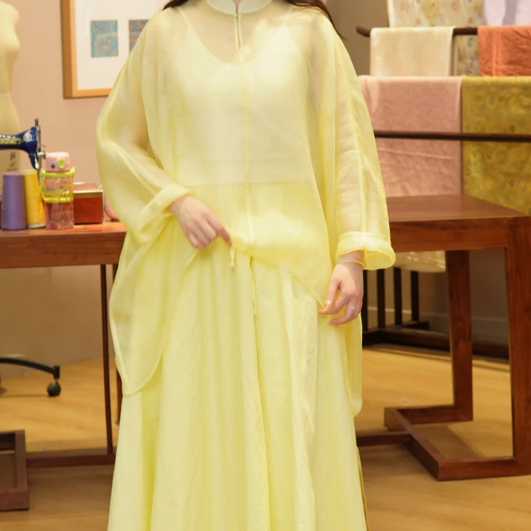 【门店同款】新中式衬衣（25710042-黄白游）