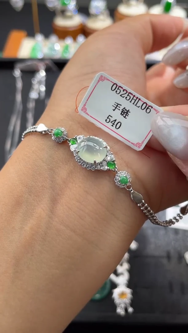 银S925镶嵌手链翡翠0525HL06