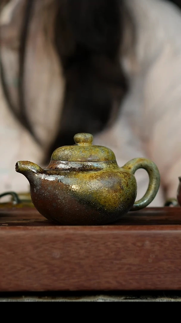 茶壶紫砂柴烧紫砂柿圆