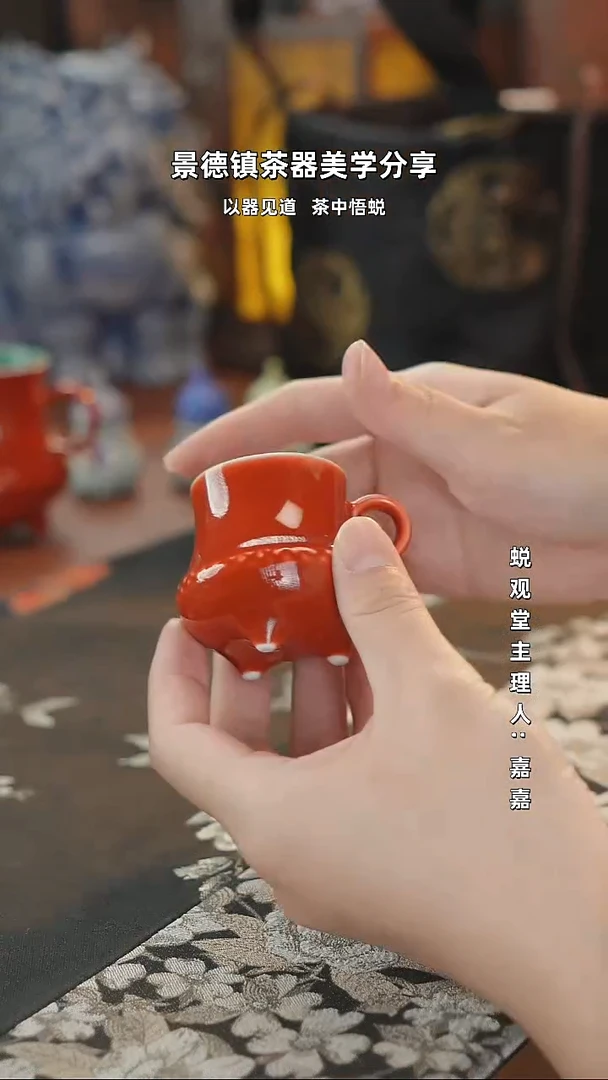 A188景德镇手绘红松石绿杯 30m
