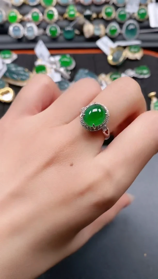 银S925镶嵌戒指翡翠111