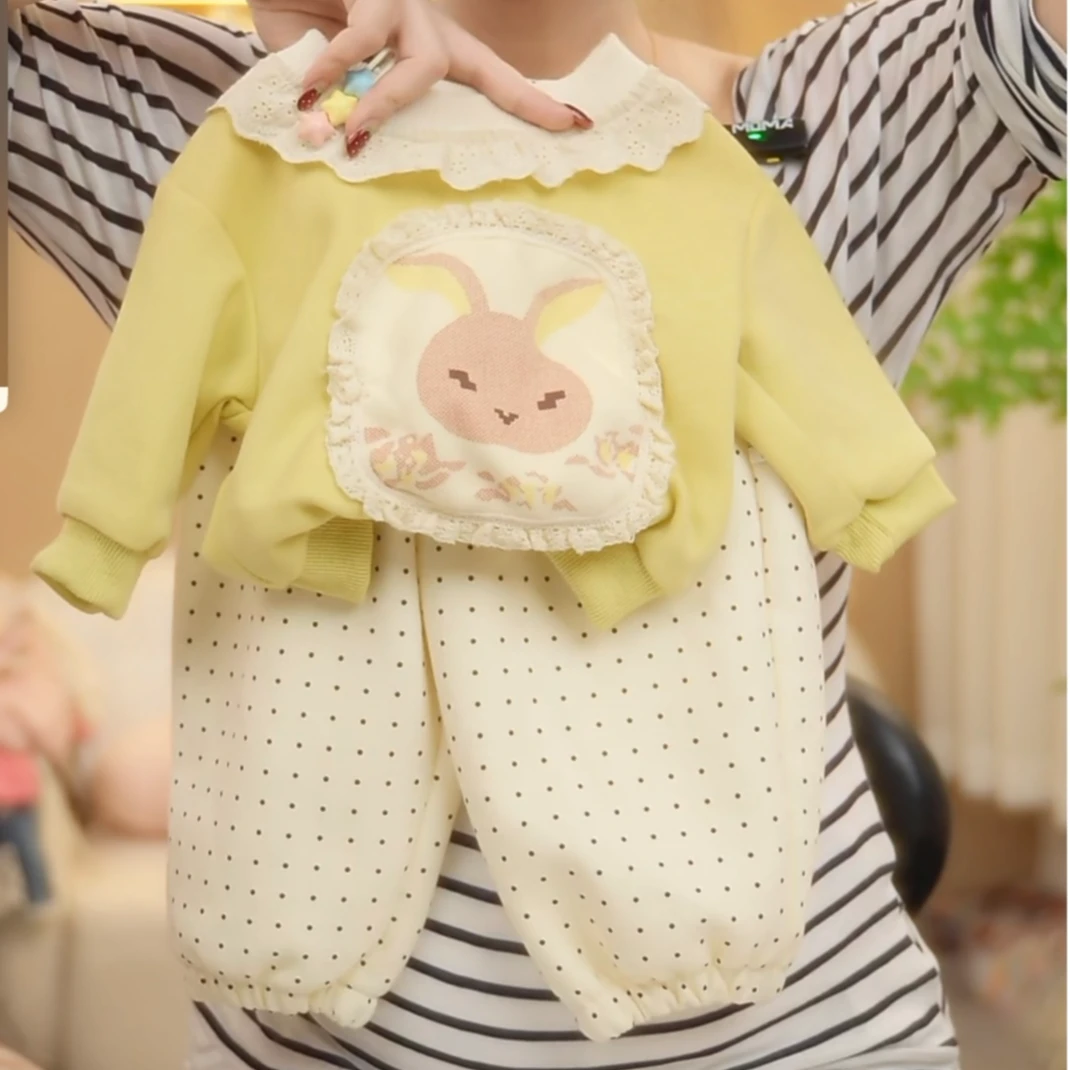 【天使兔】2025新春款儿童卫衣套装女童碎花波点库卫衣套装休闲百搭