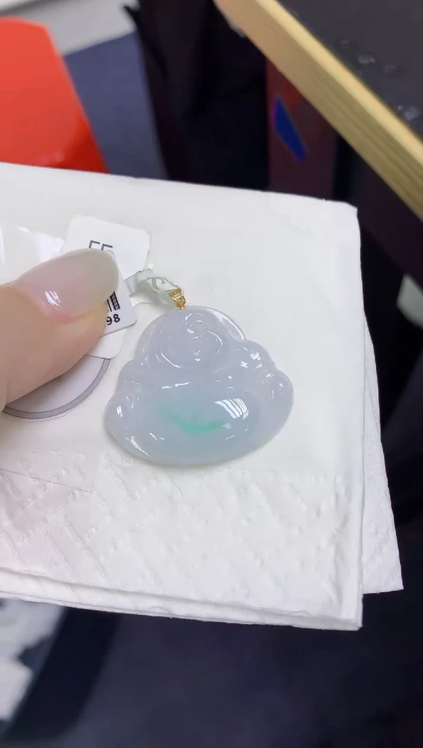 颈饰18K金镶嵌翡翠天然缅甸翡翠A货百元以上9元证书费自理