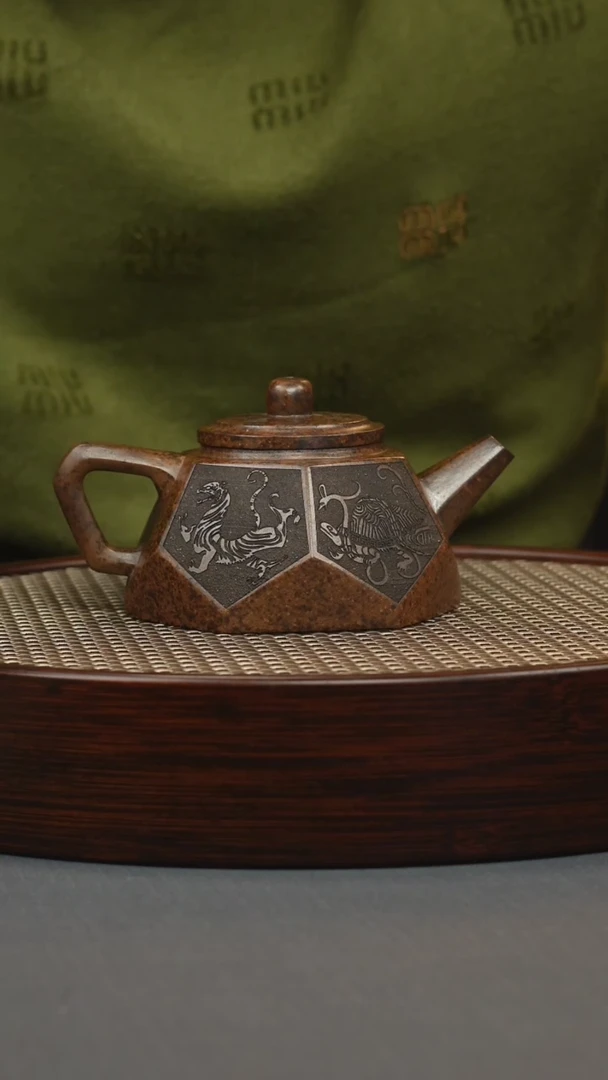 【闪购商品】紫砂茶壶龙背青 柴烧 钻石 四大神兽