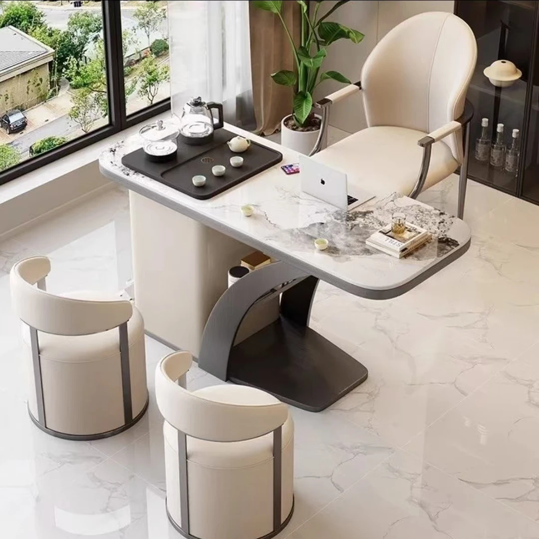 岩板阳台茶桌家用小茶台烧水壶一体嵌入式组合客厅全套简约现代