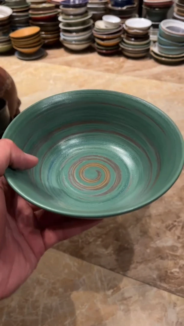 【闪购商品】瓷片590    手刷绿釉马蹄碗1个