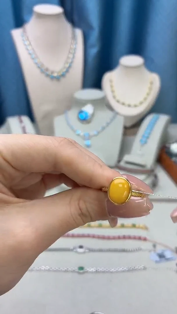 银S925镶嵌蜜蜡戒指445JH0101产品一个（多样性）