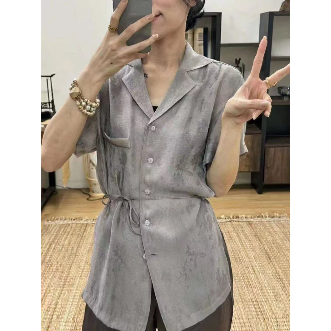 无印心匠背后镂空~ 收腰 复古小衫&夏季 A22119-1