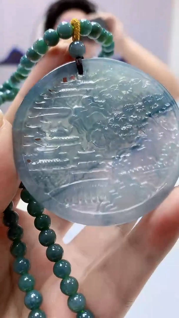 【闪购商品】定制翡翠未镶嵌4688ms-毛货113山水赠珠链