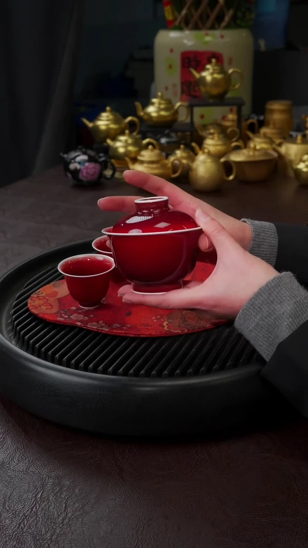 【闪购商品】杯【宜景窑郎红】盖碗