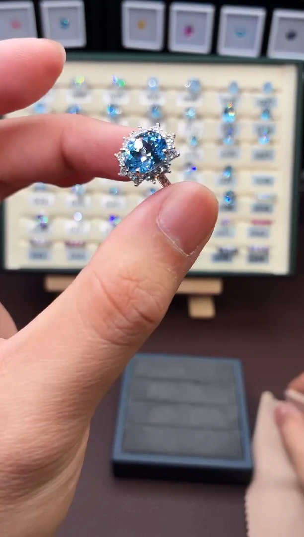 银S925镶嵌戒指海蓝宝石111