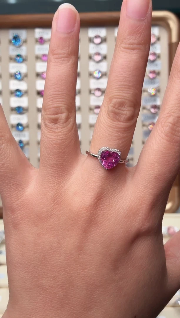 戒指彩色蓝宝石银S925镶嵌00