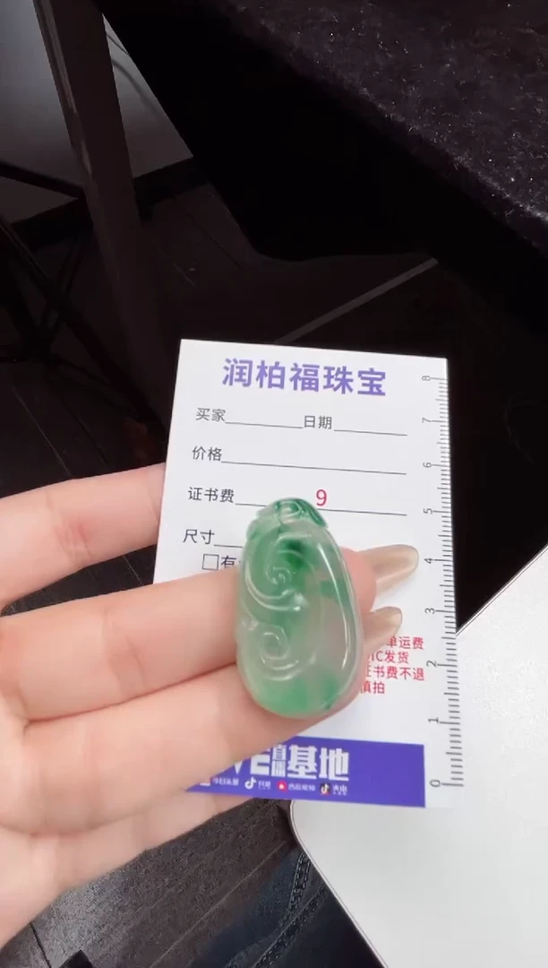 吊坠(赠链)未镶嵌石英质玉（非洲翠）19.78如意