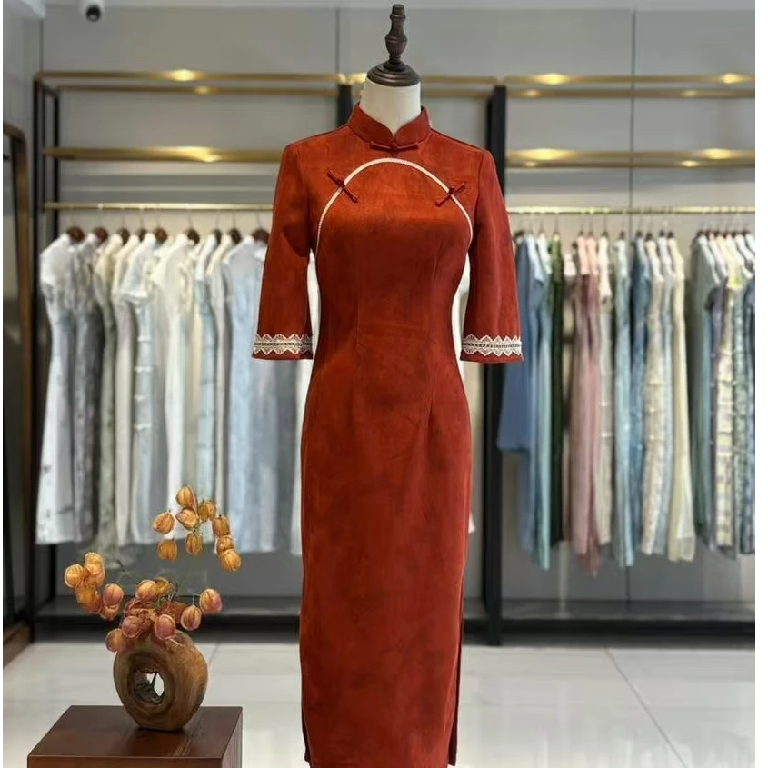 江南春【秋枫叙】秋款新中式文艺少女新款高端日常旗袍奢华气质