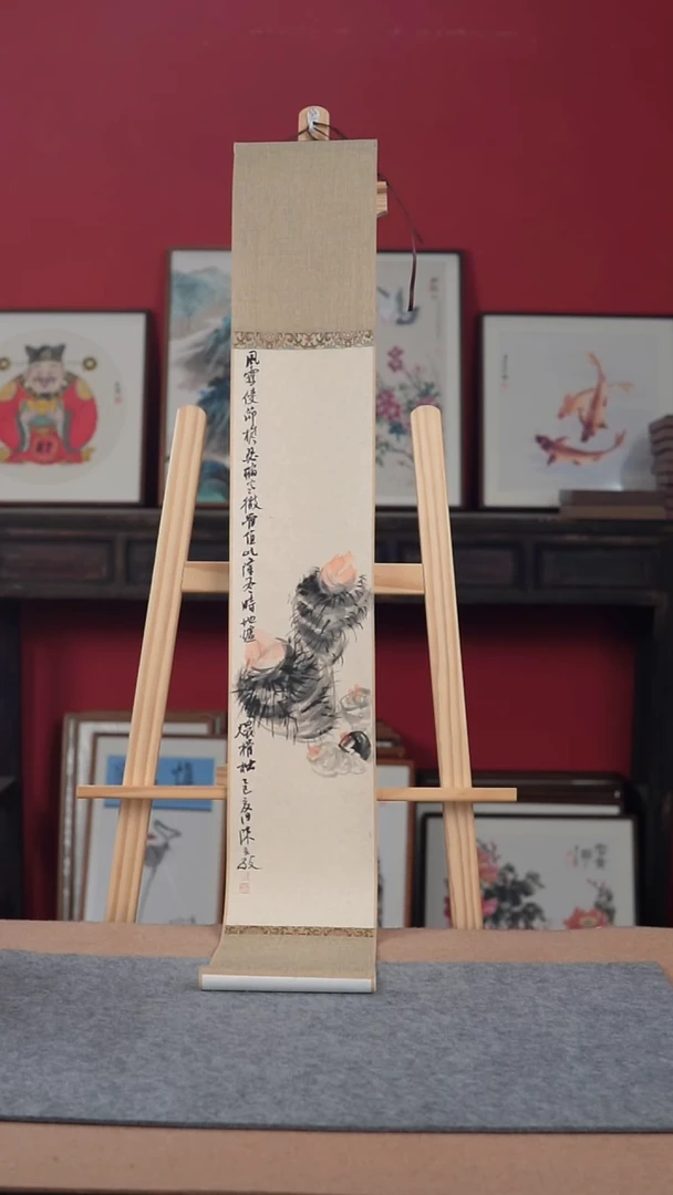 国画纯手绘纯手写-17*120卷轴花鸟