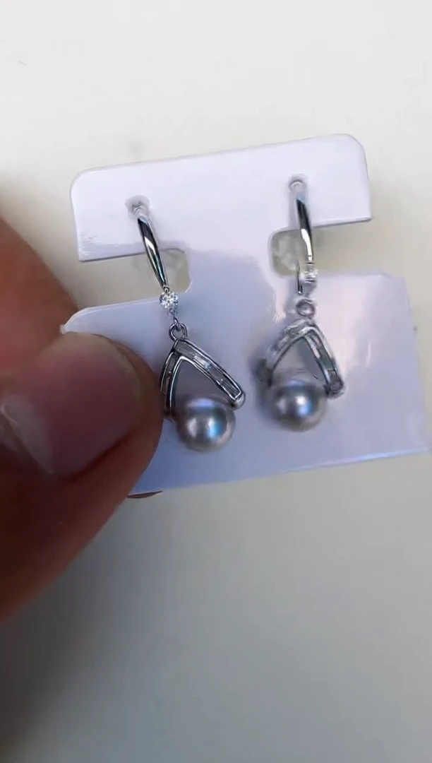 银S925镶嵌海水珍珠耳饰耳钩