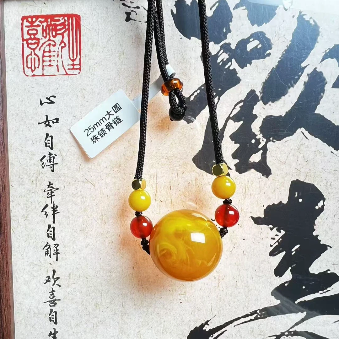 W045古巴新蜜大圆珠锁骨链