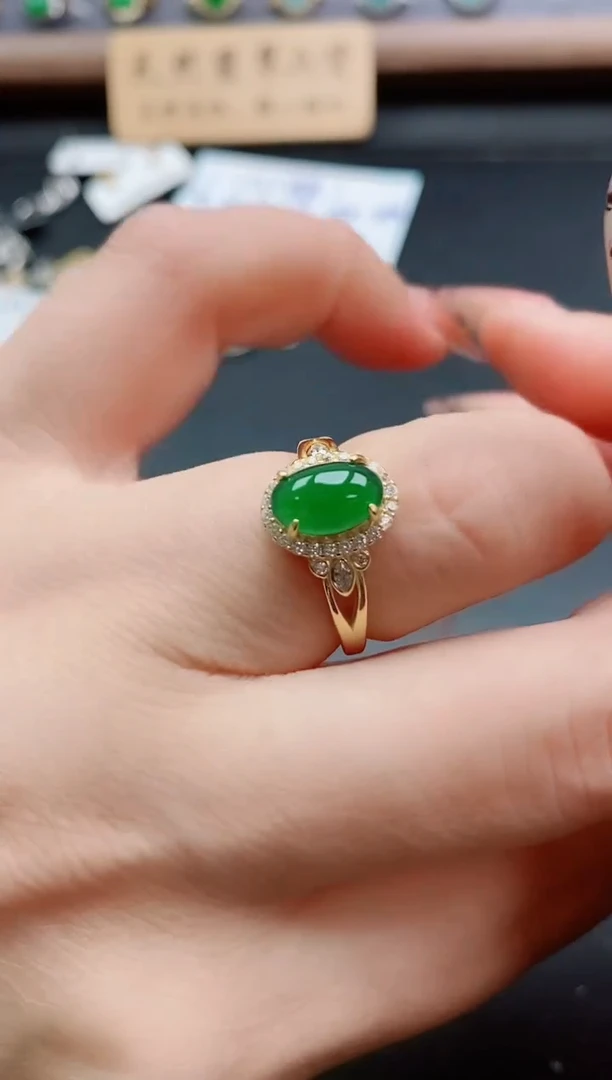 银S925镶嵌戒指翡翠1