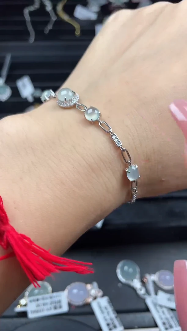 银S925镶嵌戒指翡翠天然翡翠A货
