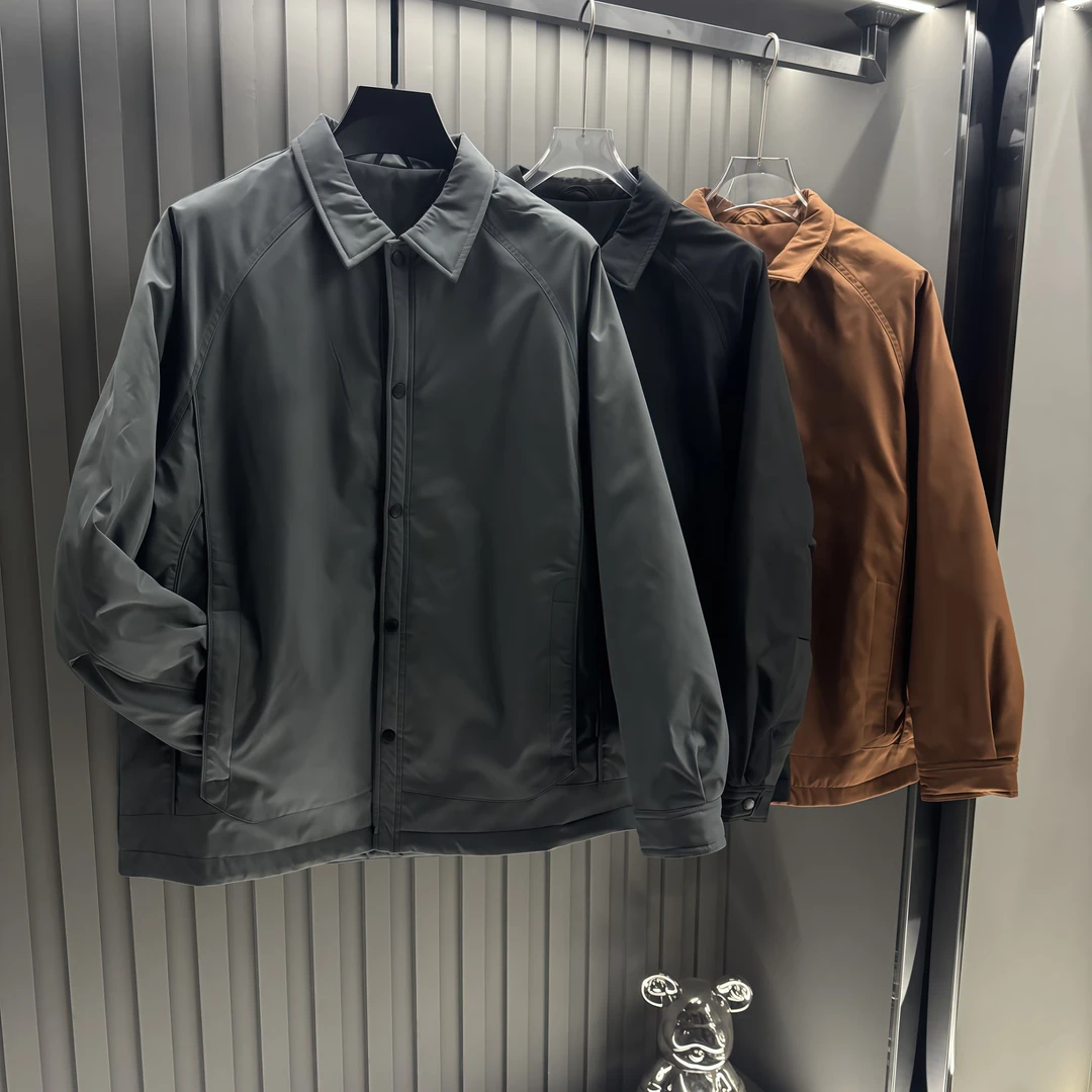 2026新款上衣棉服男士秋季纯色夹克翻领夹克纯色外套1/园