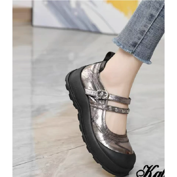 【老彭同学】【头层牛皮】厚底方口一字带浅口女鞋30-88