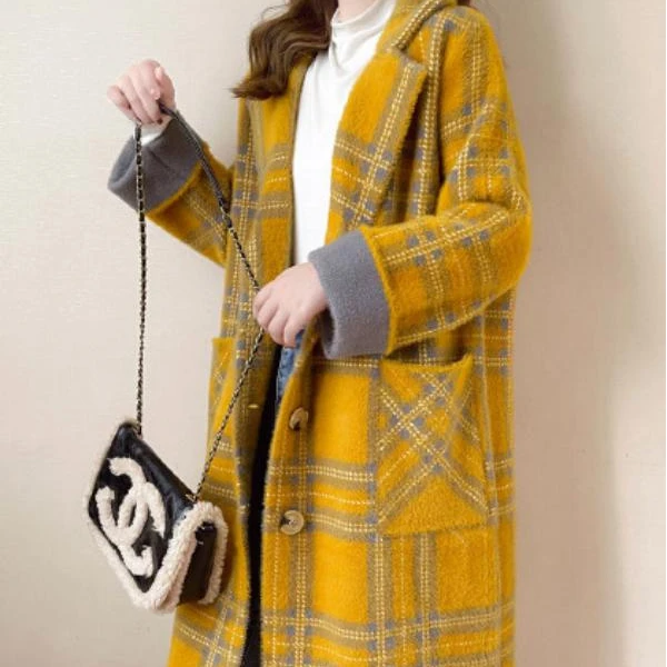 A130 女士翻领长款大衣