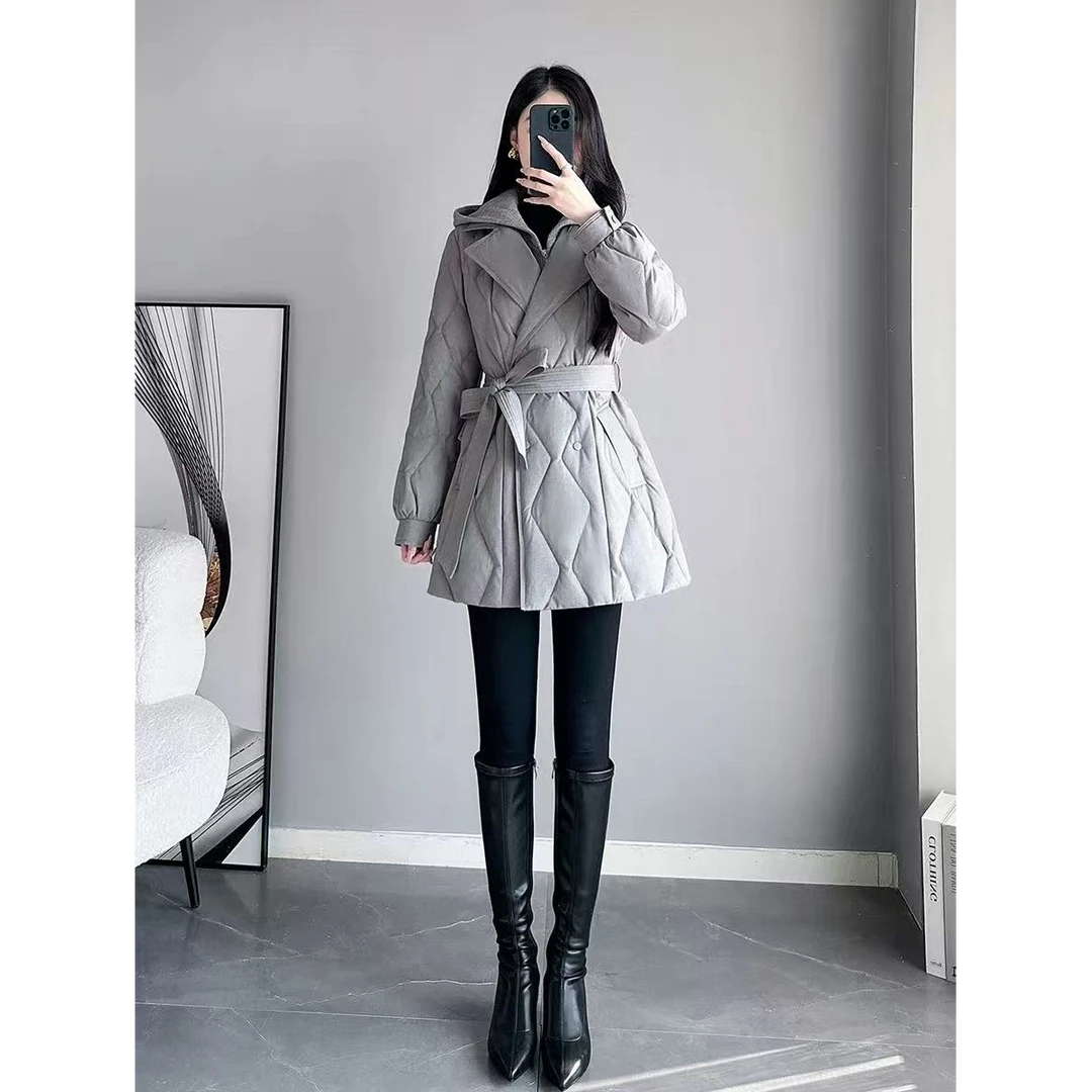 短款双排扣加绒加厚款毛领常规女士时尚拼接