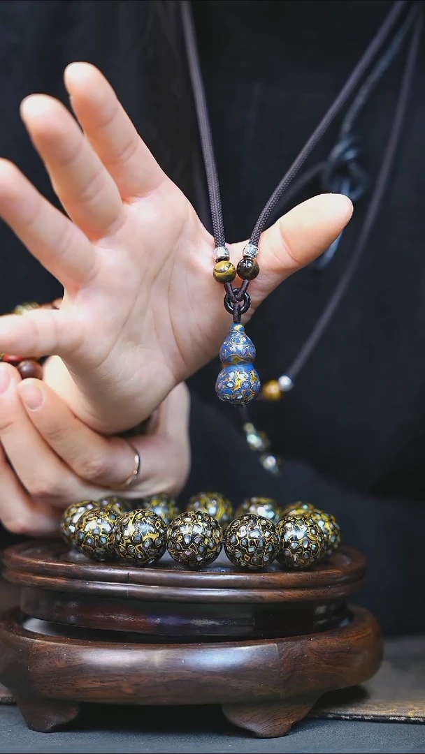 【闪购商品】蓝金大漆紫光檀螺钿小脖挂