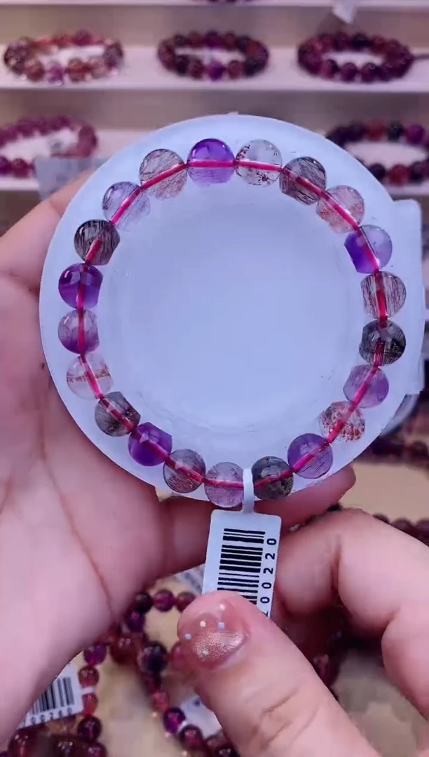 未镶嵌手串水晶黑加仑超七单圈9m+