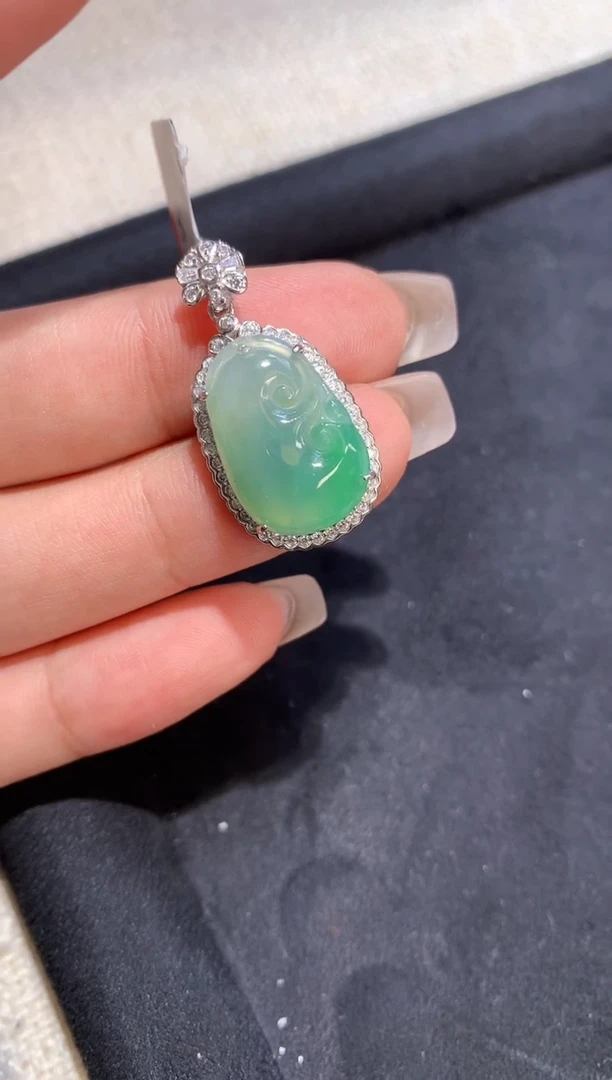 翡翠银S925镶嵌吊坠(不含链)【挽石珠宝】如意